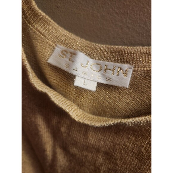 St. John Basics Top Scoop Neck Metallic Knit Tank Santana Women's Size L Gold - Picture 2 of 5